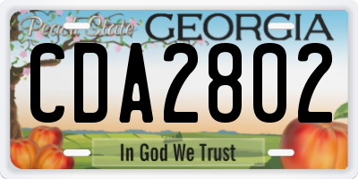 GA license plate CDA2802