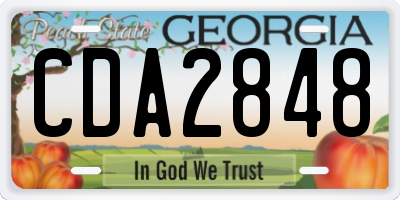 GA license plate CDA2848