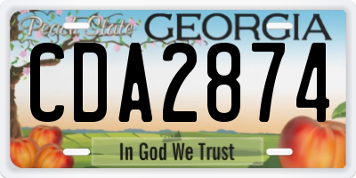GA license plate CDA2874