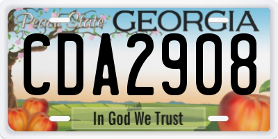 GA license plate CDA2908