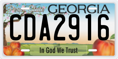 GA license plate CDA2916