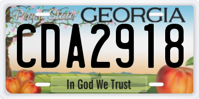 GA license plate CDA2918