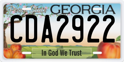 GA license plate CDA2922