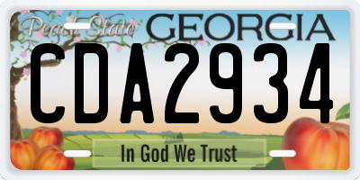 GA license plate CDA2934