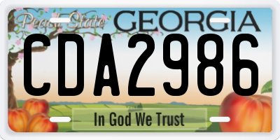 GA license plate CDA2986