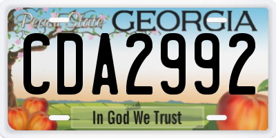 GA license plate CDA2992