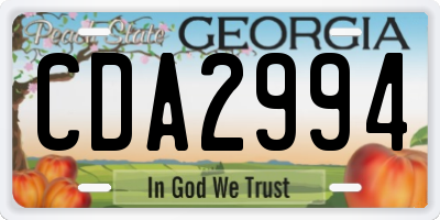 GA license plate CDA2994