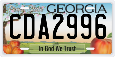 GA license plate CDA2996