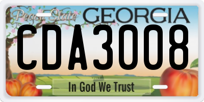 GA license plate CDA3008