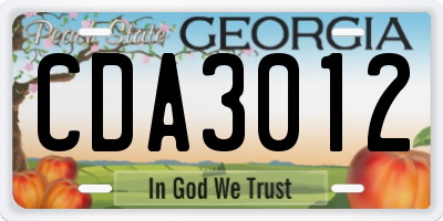 GA license plate CDA3012