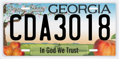 GA license plate CDA3018