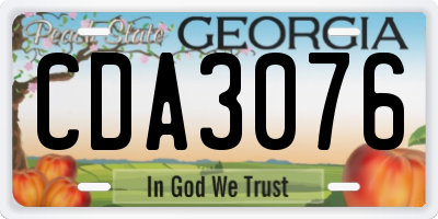 GA license plate CDA3076