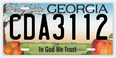 GA license plate CDA3112
