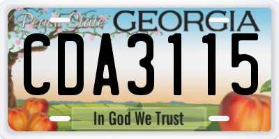 GA license plate CDA3115
