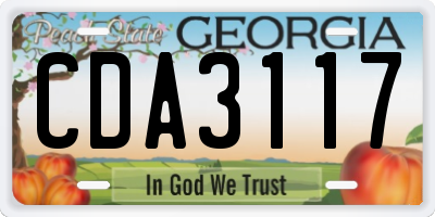 GA license plate CDA3117