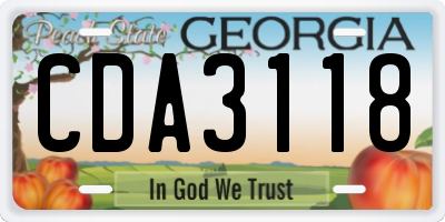 GA license plate CDA3118