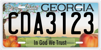 GA license plate CDA3123