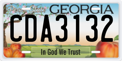 GA license plate CDA3132