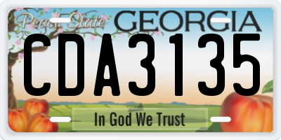 GA license plate CDA3135
