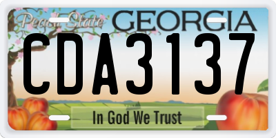 GA license plate CDA3137