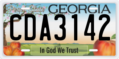 GA license plate CDA3142