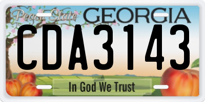 GA license plate CDA3143