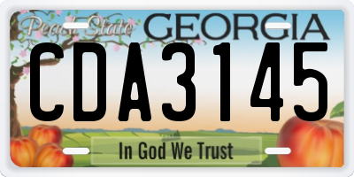 GA license plate CDA3145