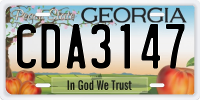GA license plate CDA3147