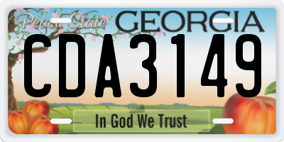 GA license plate CDA3149