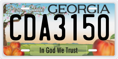 GA license plate CDA3150