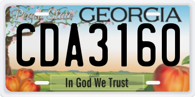 GA license plate CDA3160