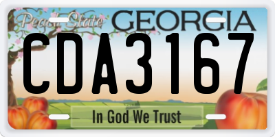 GA license plate CDA3167