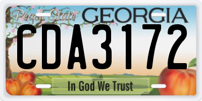 GA license plate CDA3172