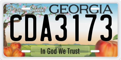 GA license plate CDA3173