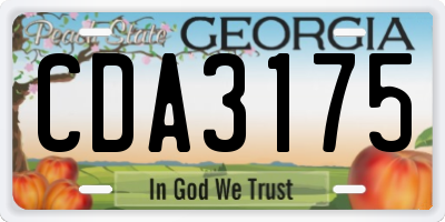 GA license plate CDA3175