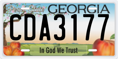 GA license plate CDA3177