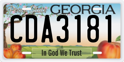 GA license plate CDA3181