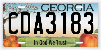 GA license plate CDA3183