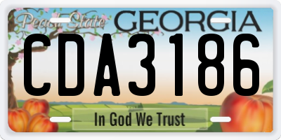GA license plate CDA3186
