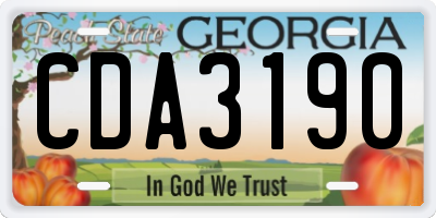GA license plate CDA3190