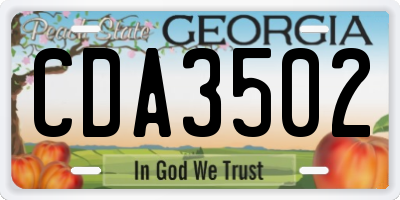 GA license plate CDA3502