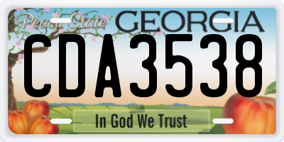 GA license plate CDA3538