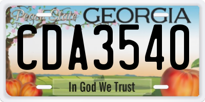 GA license plate CDA3540