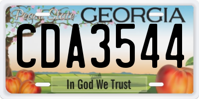 GA license plate CDA3544