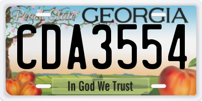 GA license plate CDA3554