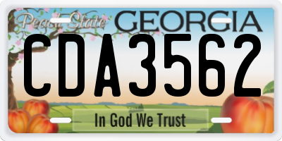 GA license plate CDA3562