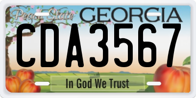 GA license plate CDA3567