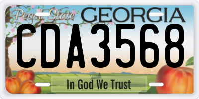 GA license plate CDA3568