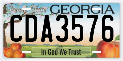 GA license plate CDA3576