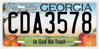 GA license plate CDA3578